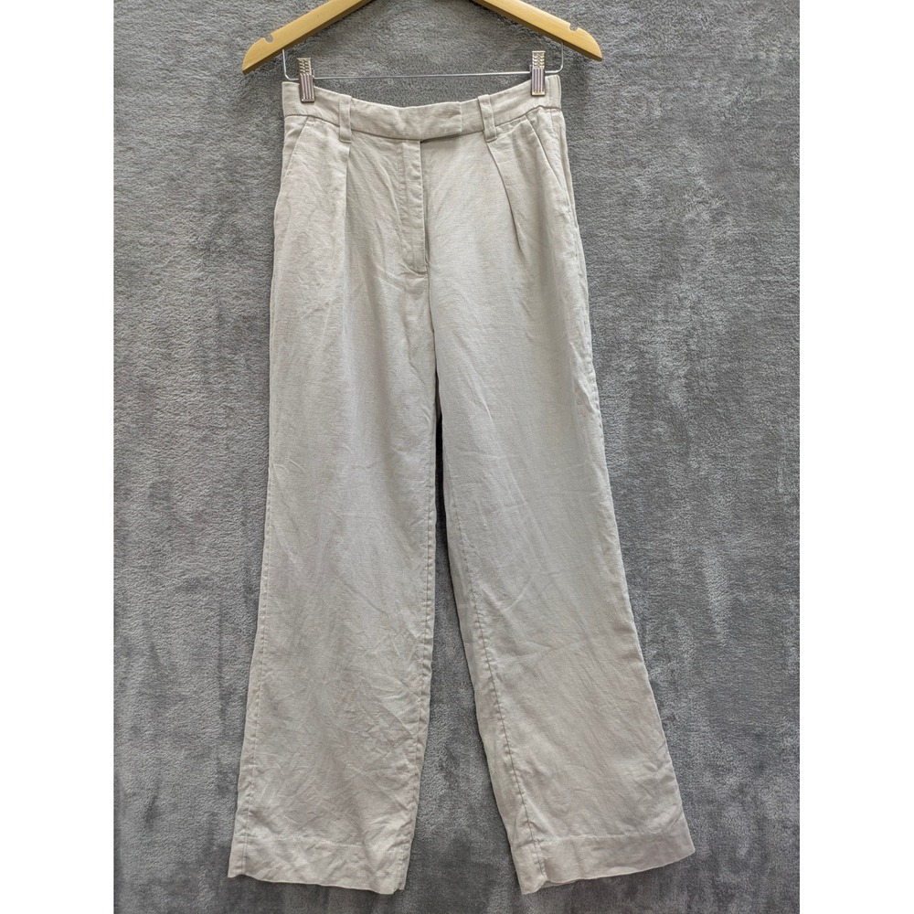AF Linen Collection Pants Womens 25 Beachy Coastal Minimalist Wide Leg Trousers